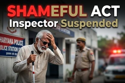 बदायूं में अंधे व्यक्ति से बदसलूकी badaun police station inspector suspended news