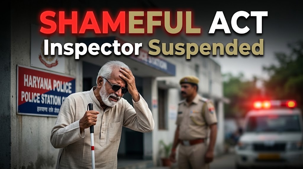 बदायूं में अंधे व्यक्ति से बदसलूकी badaun police station inspector suspended news