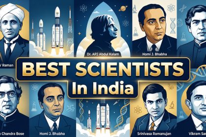 Famous Indian scientists illustrated together.