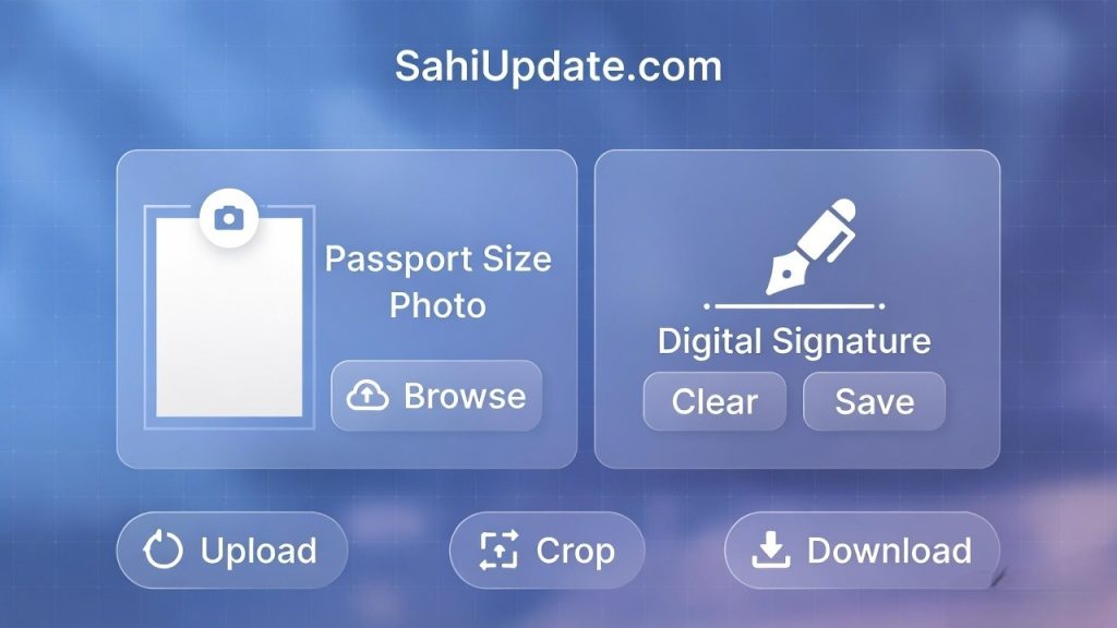 SahiUpdate Online Passport Photo and Signature Resizer Tool Interface