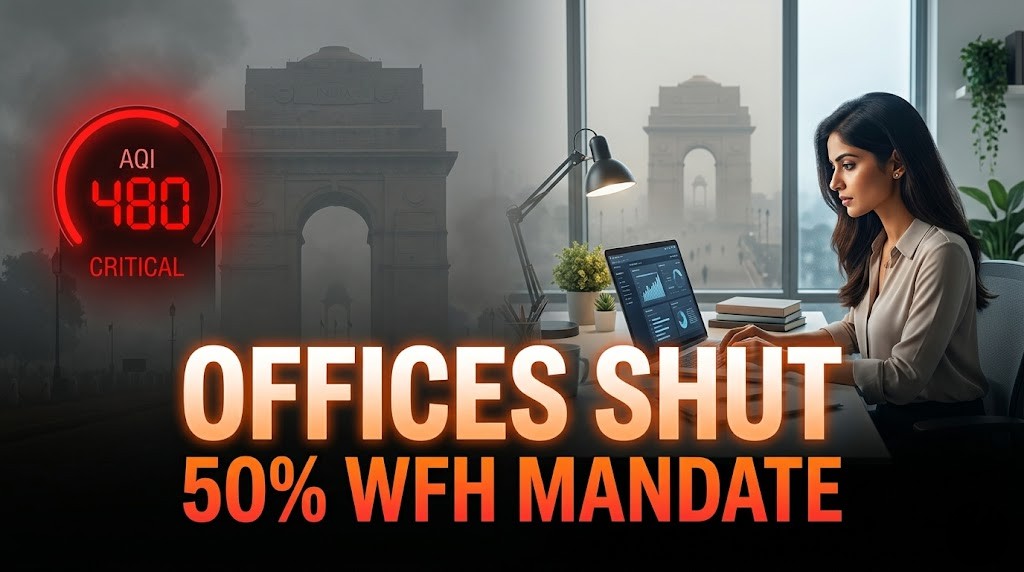 Delhi 50% WFH Air Pollution Lockdown guidelines and office shutdown news 2026