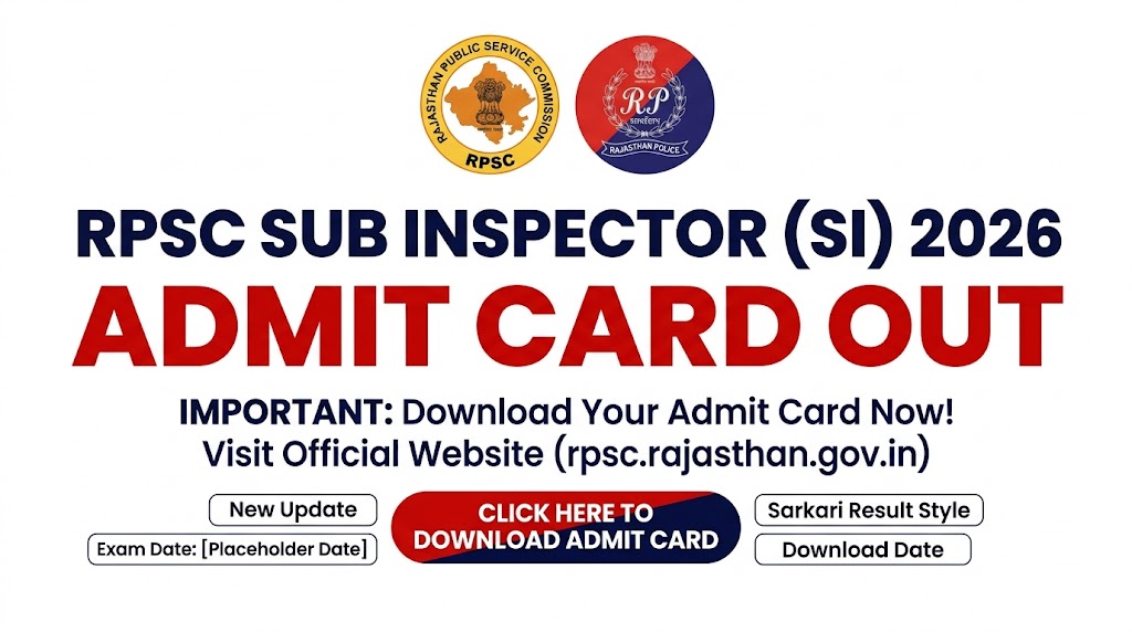 Rajasthan RPSC Sub Inspector Admit Card 2026 Download