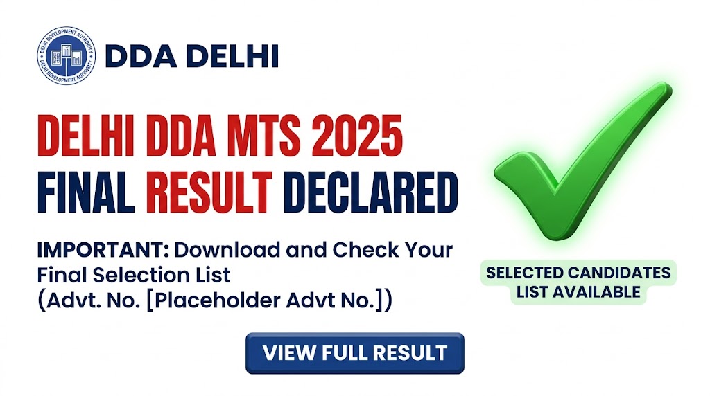 Delhi DDA MTS Result 2025 Merit List PDF Download