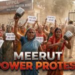 Meerut Electricity Protest women throwing meters at substation